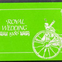 Booklet - Tuvalu - Nui 1986 Royal Wedding (Andrew & Fergie) $6.40 booklet, State Coach in silver, panes imperf