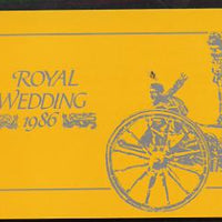 Booklet - Tuvalu - Funafuti 1986 Royal Wedding (Andrew & Fergie) $6.40 booklet, State Coach in silver, panes imperf