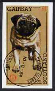 Gairsay 1984 Rotary -Dogs (Pug) imperf souvenir sheet (£1 value) cto used