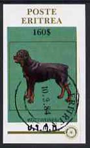 Eritrea 1984 Rotary - Dogs (Rottweiler) imperf souvenir sheet ($160 value) cto used
