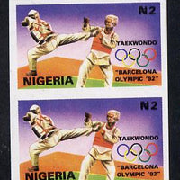 Nigeria 1992 Barcelona Olympic Games (1st issue) N2 value (Taekwondo) unmounted mint imperf pair