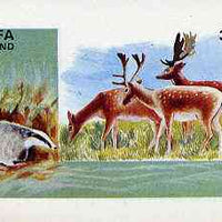Staffa 1973 Wildlife (Badger & Deer) imperf souvenir sheet 35p value unmounted mint