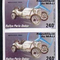 Mali 1983 Paris-Dakar Rally 240f (1914 Mercedes) imperf pair from limited printing, unmounted mint as SG 977*