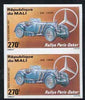 Mali 1983 Paris-Dakar Rally 270f (1929 Mercedes SSK) imperf pair from limited printing, unmounted mint as SG 978*