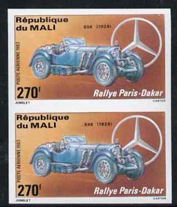 Mali 1983 Paris-Dakar Rally 270f (1929 Mercedes SSK) imperf pair from limited printing, unmounted mint as SG 978*