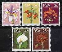South Africa 1974-76 Flowers, set of 5 values from Flora & Fauna def set unmounted mint, SG 348-51 & 360