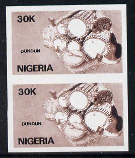 Nigeria 1989 Musical Instruments (dundun) 30k in unmounted mint,IMPERF pair (unlisted by SG and very scarce thus)
