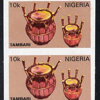 Nigeria 1989 Musical Instruments (Tambari) 10k in unmounted mint,IMPERF pair (unlisted by SG and very scarce thus)