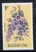 Barbuda 1974 Flowers (Blue Petrea) 1c from pictorial def set, SG 182 unmounted mint*