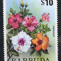 Barbuda 1974 HIbiscus $10 from pictorial def set, SG 197b unmounted mint*