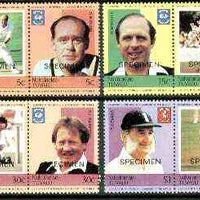 Tuvalu - Nukulaelae 1984 Cricketers (Leaders of the World) set of 8 opt'd SPECIMEN unmounted mint
