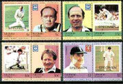 Tuvalu - Nukulaelae 1984 Cricketers (Leaders of the World) set of 8 opt'd SPECIMEN unmounted mint
