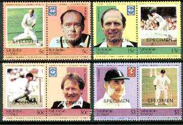 Tuvalu - Nukulaelae 1984 Cricketers (Leaders of the World) set of 8 opt'd SPECIMEN unmounted mint
