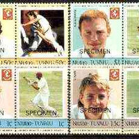 Tuvalu - Niutao 1985 Cricketers (Leaders of the World) set of 8 opt'd SPECIMEN unmounted mint