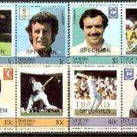 Tuvalu - Nanumea 1984 Cricketers (Leaders of the World) set of 8 opt'd SPECIMEN unmounted mint