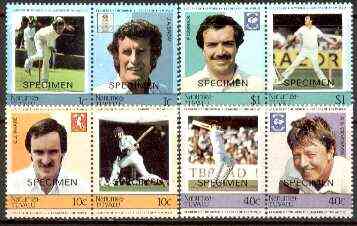 Tuvalu - Nanumea 1984 Cricketers (Leaders of the World) set of 8 opt'd SPECIMEN unmounted mint