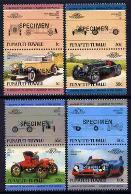 Tuvalu - Funafuti 1985 Cars #2 (Leaders of the World) set of 8 opt'd SPECIMEN unmounted mint
