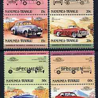 Tuvalu - Nanumea 1985 Cars #2 (Leaders of the World) set of 8 opt'd SPECIMEN unmounted mint