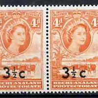 Bechuanaland 1961 Decimal Surcharge 3.5c on 4d (BaoBab Tree & Cattle) with type I wide surch in unmounted mint marginal pair with normal, SG 161/b