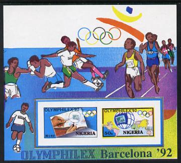 Nigeria 1992 'Olymphilex 92' Olympic Stamp Exhibition imperforate m/sheet unmounted mint, SG MS 632var