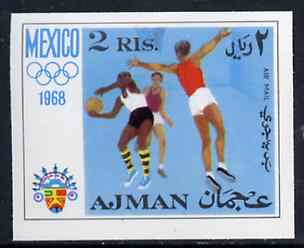 Ajman 1968 Basketball 2R from Mexico Olympics imperf set of 8 unmounted mint, Mi 252B
