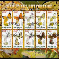 Rwanda 2010 Beautiful Butterflies perf sheetlet containing 10 values fine cto used