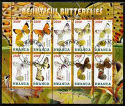 Rwanda 2010 Beautiful Butterflies perf sheetlet containing 10 values fine cto used