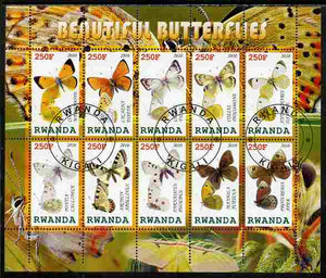 Rwanda 2010 Beautiful Butterflies perf sheetlet containing 10 values fine cto used