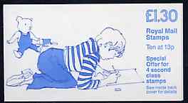 Great Britain 1987 Jolly Postman (Boy Drawing with Teddy Bear) £1.30 booklet complete with cyl numbers, SG FL11