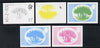 Dominica 1975-78 Screw Pine Tree 10c set of 5 imperf progressive colour proofs comprising the 4 basic colours plus blue & yellow composite (as SG 498) unmounted mint