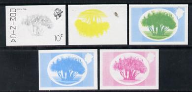 Dominica 1975-78 Screw Pine Tree 10c set of 5 imperf progressive colour proofs comprising the 4 basic colours plus blue & yellow composite (as SG 498) unmounted mint