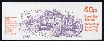 Great Britain 1979-81 Veteran Cars #2 (1908 Grand Prix Austin) 50p booklet complete, SG FB11