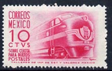 Mexico 1951 Mail Train 10c pink unmounted mint, SG P916