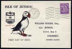 Great Britain - Jethou 1961 Puffin Illustrated cover from Guernsey bearing 3d Regional canc Dec 1st, reverse shows complete set of 3 Jethou birds h/stamped EUROPA,and cancelled Jethou Dec 1st
