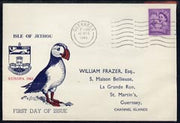 Great Britain - Jethou 1961 Puffin Illustrated cover from Guernsey bearing 3d Regional canc Dec 1st, reverse shows imperf m/sheet containing block of 4 x Jethou 6d birds opt'd EUROPA,and cancelled Jethou Dec 1st
