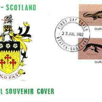 Staffa 1982 Prehistoric Marine Life (Placodus) perf set of 2 values on cover with first day cancel