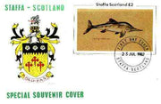 Staffa 1982 Prehistoric Marine Life (Ichthyosaurus) imperf deluxe sheet (£2 value) on cover with first day cancel