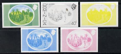 Dominica 1975-78 Bay Leaf Groves 40c set of 5 imperf progressive colour proofs comprising the 4 basic colours plus blue & yellow composite (as SG 502) unmounted mint