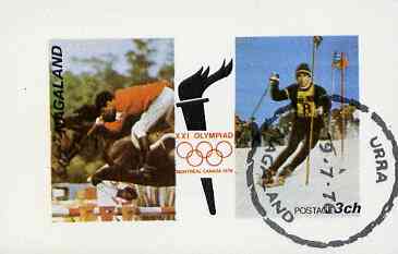 Nagaland 1976 Montreal Olympic Games (Show Jumping & Skiing) imperf souvenir sheet (3ch value) cto used