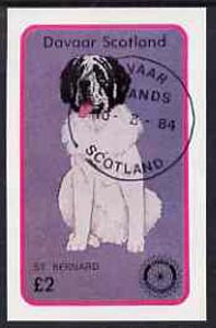 Davaar Island 1984 Rotary - Dogs (St Bernard) imperf deluxe sheet (£2 value) cto used