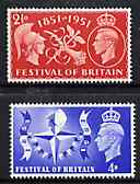 Great Britain 1951 Festival of Britain unmounted mint set of 2