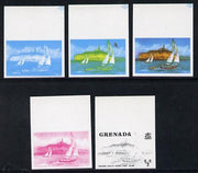 Grenada 1975 Yachts 1/2c set of 5 imperf progressive colour proofs comprising black, magenta, blue plus blue & yellow and blue, yellow & magenta composites (as SG 649) unmounted mint