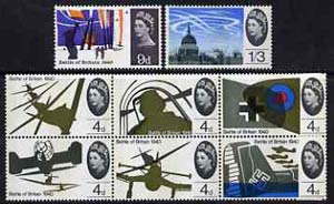 Great Britain 1965 25th Anniversary of Battle Of Britain unmounted mint set of 8 (phosphor) SG 671p-78p