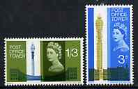 Great Britain 1965 Post Office Tower unmounted mint set of 2 (phosphor) SG 679-80p