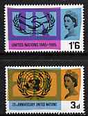Great Britain 1965 United Nations & International Co-operation Year unmounted mint set of 2 (phosphor) SG 681-82p