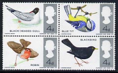 Great Britain 1966 British Birds unmounted mint se-tenant block of 4 (ordinary)