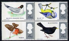Great Britain 1966 British Birds unmounted mint se-tenant block of 4 (phosphor) SG 696pa