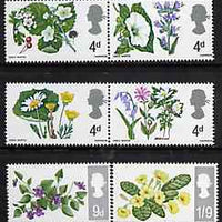 Great Britain 1967 British Wild Flowers unmounted mint set of 6 (ordinary) SG 717-22