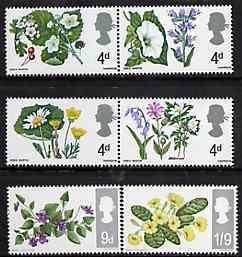 Great Britain 1967 British Wild Flowers unmounted mint set of 6 (ordinary) SG 717-22