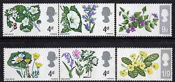 Great Britain 1967 British Wild Flowers unmounted mint set of 6 (phosphor) SG 717-22p